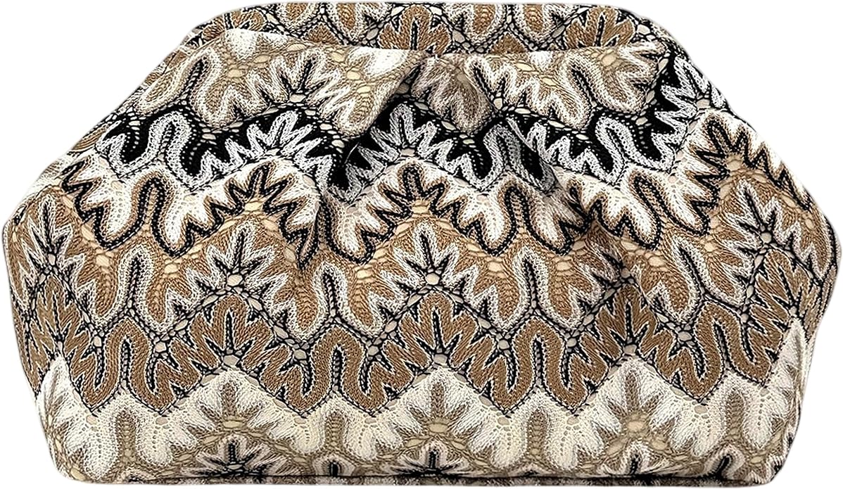 Beige White Moroccan Cloud Clutch