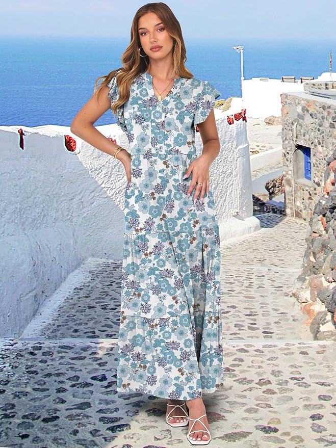White Blue Floral