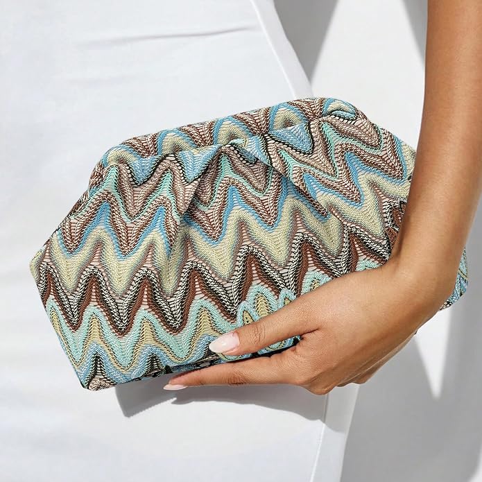 Blue Brown Moroccan Cloud Clutch