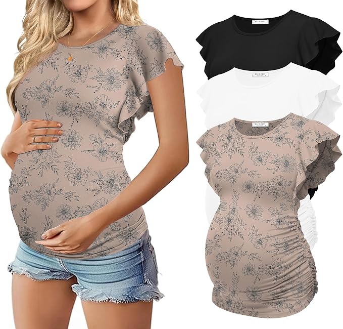 Black / White / Print-light Khaki(3pcs)