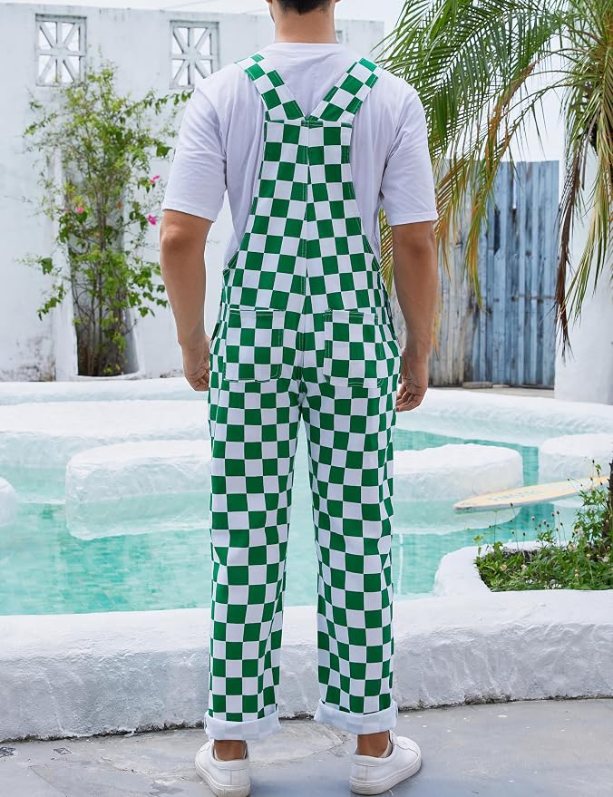 Overalls for Men - Green Checkered