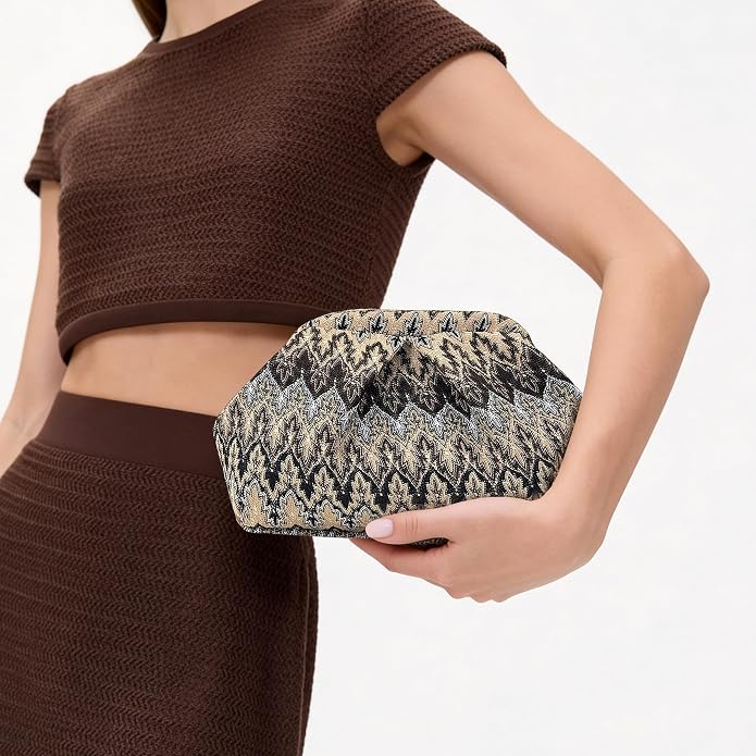 Black Khaki Moroccan Cloud Clutch
