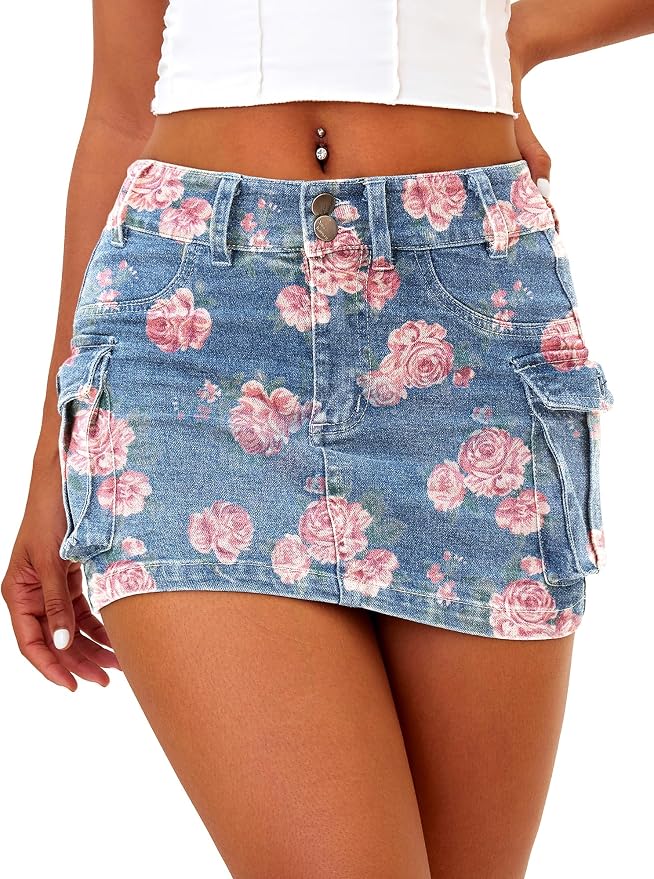 A-floral Print Denim