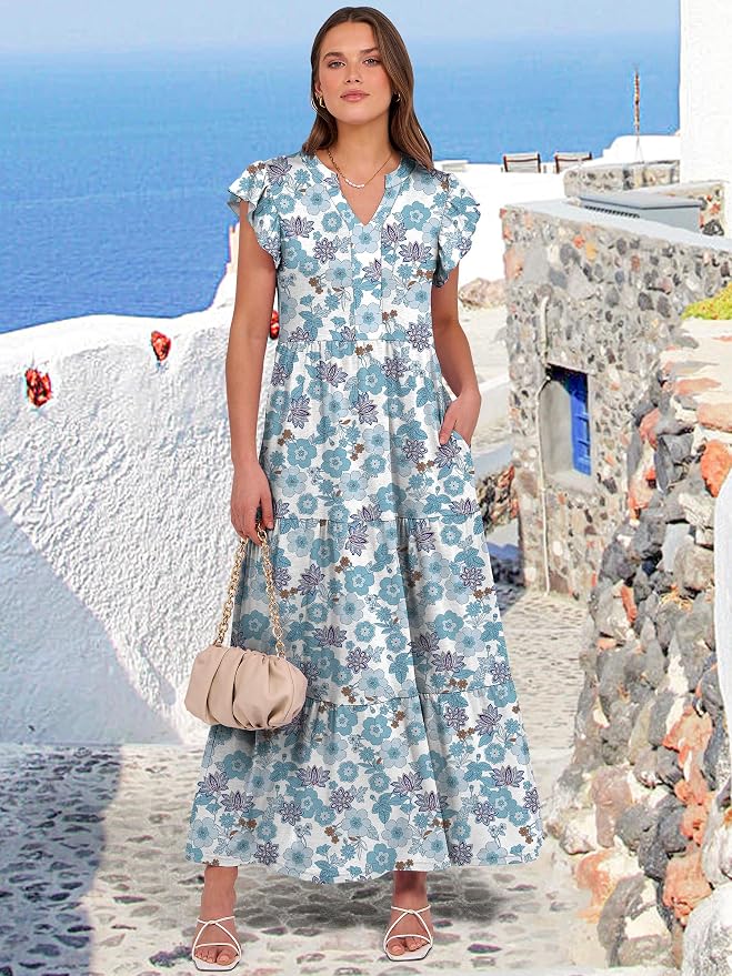 White Blue Floral