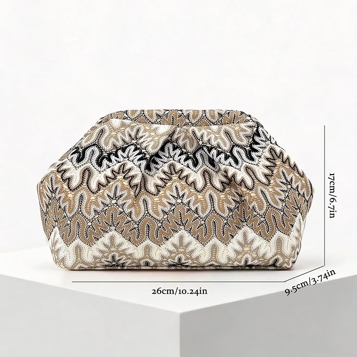 Beige White Moroccan Cloud Clutch