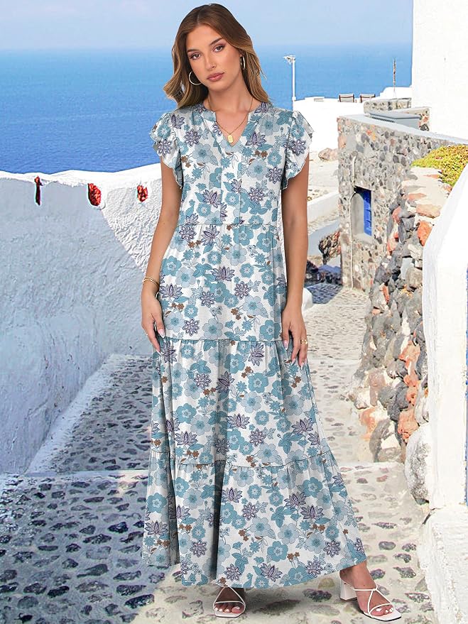 White Blue Floral