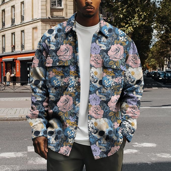 Skull Floral Pink Blue