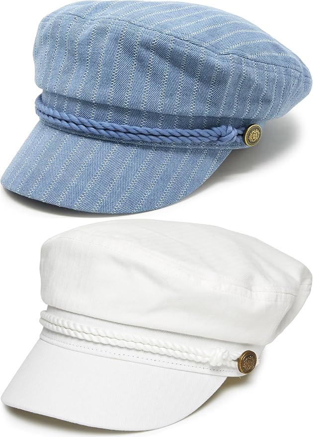 2 Pack - Pinstripes - Denim & Solid White