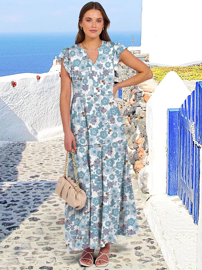 White Blue Floral