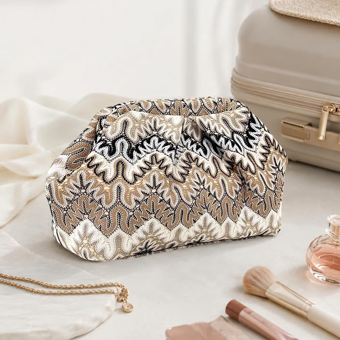 Beige White Moroccan Cloud Clutch