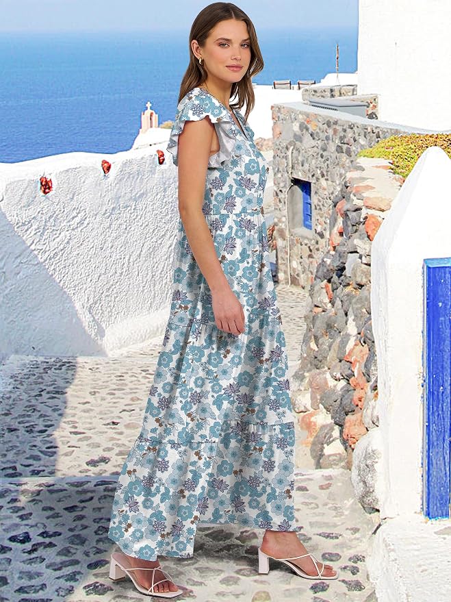 White Blue Floral