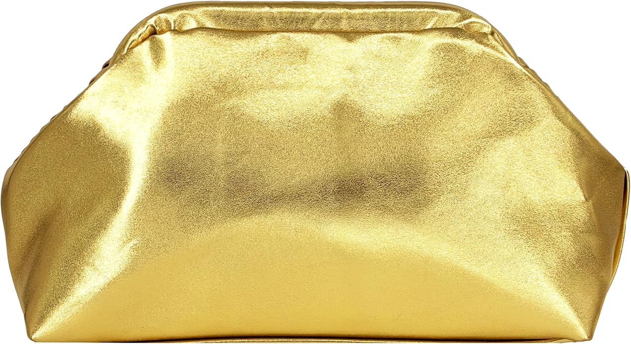 Gold Pleated Cloud Clutch