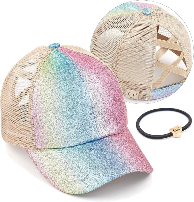 A Elastic Band-ombre Sparkle Glitter Pink-kids